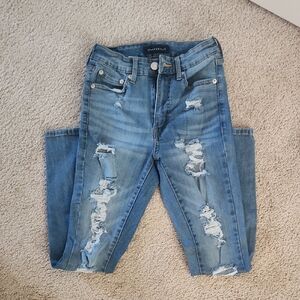 Aeropostale Light Blue Distressed Super High Rise Jeggings